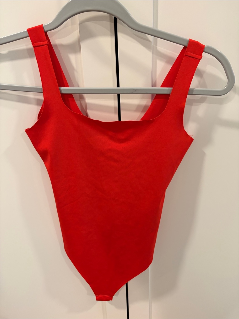 Zara Red-orange Square-Neck Bodysuit